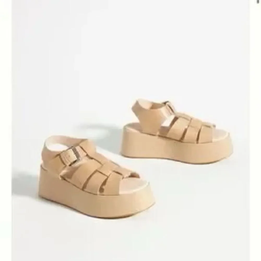 Anthropologie x Pilcro White Platform Fisherman Sandal US 8